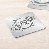 Jungfrau-Tierkreis-Entwurfs-Silber Rechteckiger Pappuntersetzer (angewinkelt)