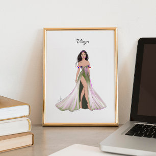 Jungfrau, Tierkreiszeichen, Modezeichnen, Poster