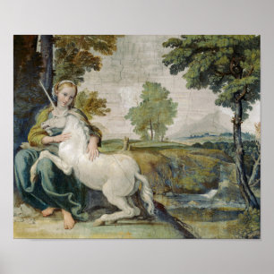 Jungfrau und Einhorn - Domenichino Palazzo Farnese Poster