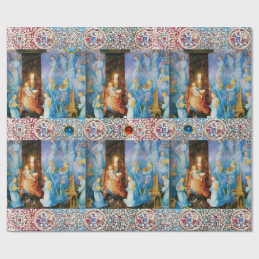 JUNGFRAU UND KIND, ANGELKONZERT,WERTVOLLE JUELE GESCHENKPAPIER (Flach)