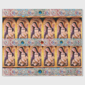 JUNGFRAU UND KIND, ANGELN MIT ROTEN BLAUEN GEMSTON GESCHENKPAPIER (Flach)