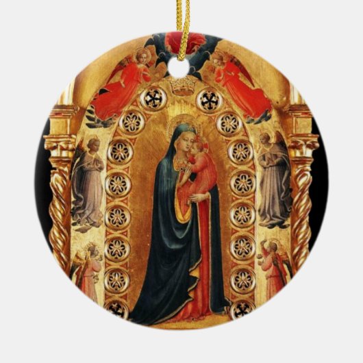 JUNGFRAU UND KIND, ANGELS GOLD SACRED ART Red Ruby Keramikornament (Vorne)