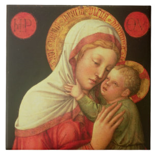 Jungfrau und Kind, c.1465 (Öl auf Platte) Fliese