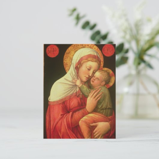 Jungfrau und Kind, c.1465 (Öl auf Tafel) Postkarte (Stehend Vorderseite)