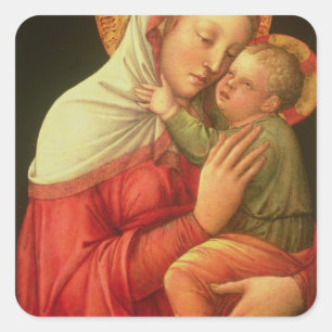 Jungfrau und Kind, c.1465 (Öl auf Tafel) Quadratischer Aufkleber