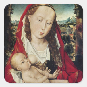 Jungfrau und Kind, c.1467-70 Quadratischer Aufkleber