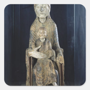 Jungfrau und Kind in Majestät, aus Forez Quadratischer Aufkleber
