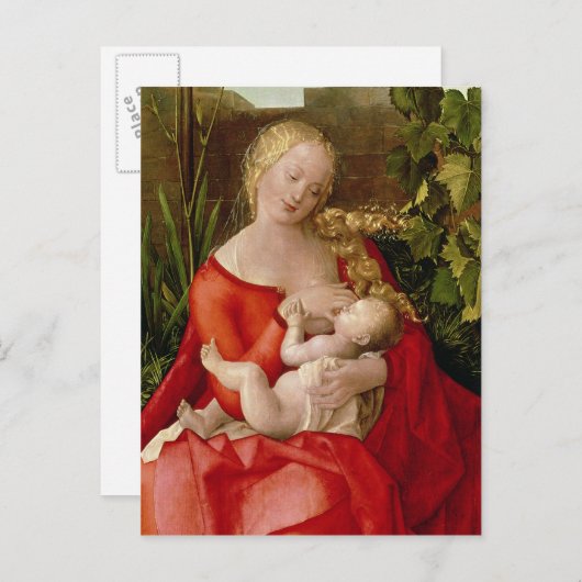 Jungfrau und Kind "Madonna mit der Iris", 1508 Postkarte (Vorne/Hinten)