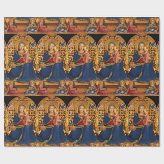 JUNGFRAU UND KIND MIT ANGELN GESCHENKPAPIER (Flach)