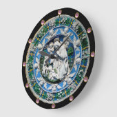 JUNGFRAU UND KIND MIT ANGELN, rosafarbene Edelstei Große Wanduhr (Winkel)