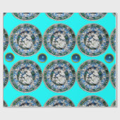 JUNGFRAU UND KIND MIT ANGELN, Türkisblau Geschenkpapier (Flach)