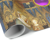 JUNGFRAU UND KIND MIT BLAU, PINK, LILA GEMSTONEN GESCHENKPAPIER (Rolleneckpunkt)