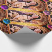 JUNGFRAU UND KIND MIT BLAU, PINK, LILA GEMSTONEN GESCHENKPAPIER (Ecke)