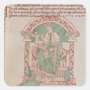 Jungfrau und Kind mit dem Hl. Gregory the Great Quadratischer Aufkleber