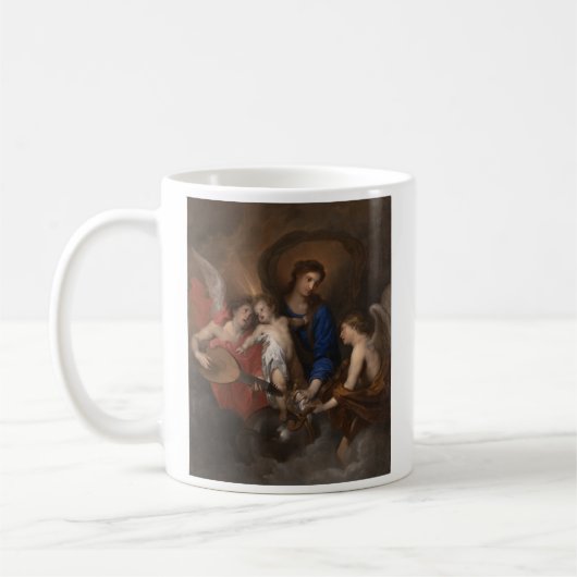 Jungfrau und Kind mit der Musik, die Engel macht Kaffeetasse (Links)