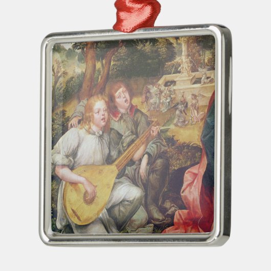 Jungfrau und Kind mit Engeln Silbernes Ornament (Links)