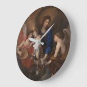 Jungfrau und Kind mit Musik Angeln Große Wanduhr (Winkel)