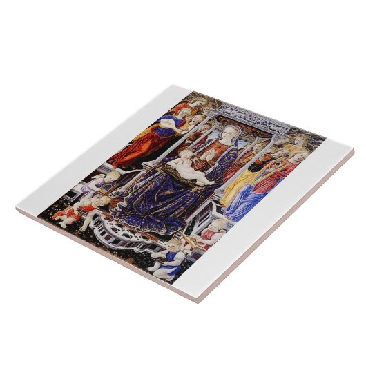 Jungfrau und Kind mit musikalischem Hintergrund be Fliese (Seite)