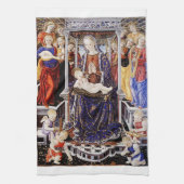 Jungfrau und Kind mit musikalischem Hintergrund be Geschirrtuch (Vertikal)