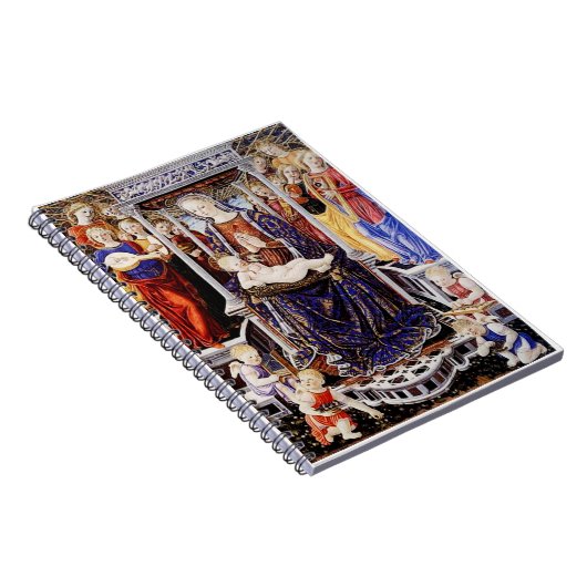 Jungfrau und Kind mit musikalischem Hintergrund be Notizblock (Rechte Seite)