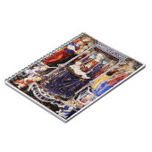 Jungfrau und Kind mit musikalischem Hintergrund be Notizblock (Linke Seite)