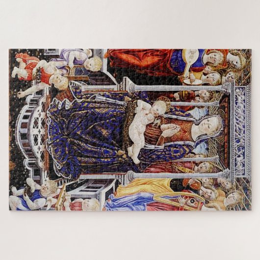 Jungfrau und Kind mit musikalischem Hintergrund be Puzzle (Horizontal)