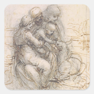 Jungfrau und Kind mit St Anne, c.1501-10 (Stift Quadratischer Aufkleber