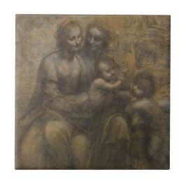 Jungfrau und Kind mit St Anne durch Leonardo da Fliese