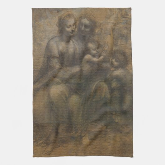 Jungfrau und Kind mit St Anne durch Leonardo da Geschirrtuch (Vertikal)