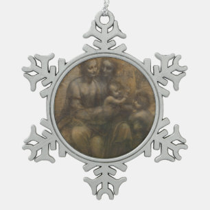 Jungfrau und Kind mit St Anne durch Leonardo da Schneeflocken Zinn-Ornament