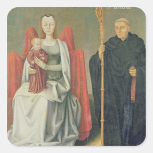 Jungfrau und Kind mit St. Benedict Quadratischer Aufkleber