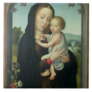Jungfrau und Kind (Öl auf Platte) Fliese