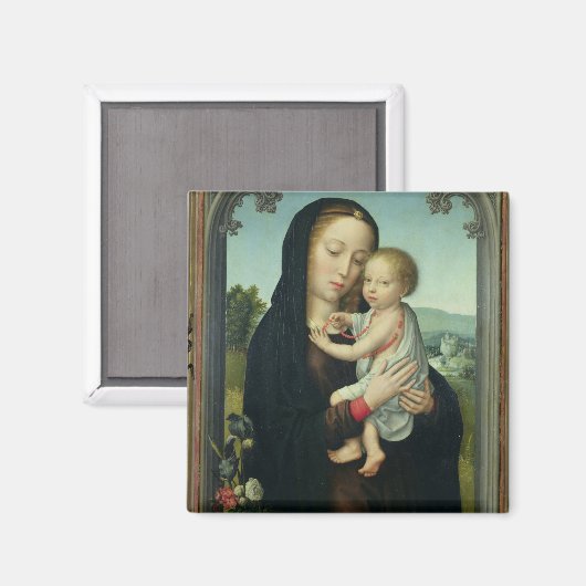 Jungfrau und Kind (Öl auf Tafel) Magnet (Vorderseite/Rückseite)