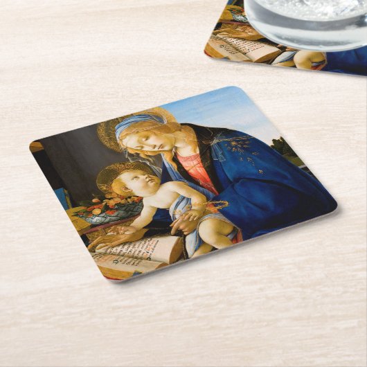 Jungfrau und Kind, Sandro Botticelli Rechteckiger Pappuntersetzer (angewinkelt)