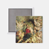 Jungfrau und Kind umgeben Magnet (Vorderseite/Rückseite)