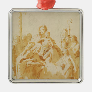 Jungfrau und Kind verehrt von den Bishops, von den Silbernes Ornament