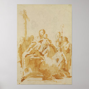 Jungfrau und Kind von Bischöfen, Mönchen und Fraue Poster