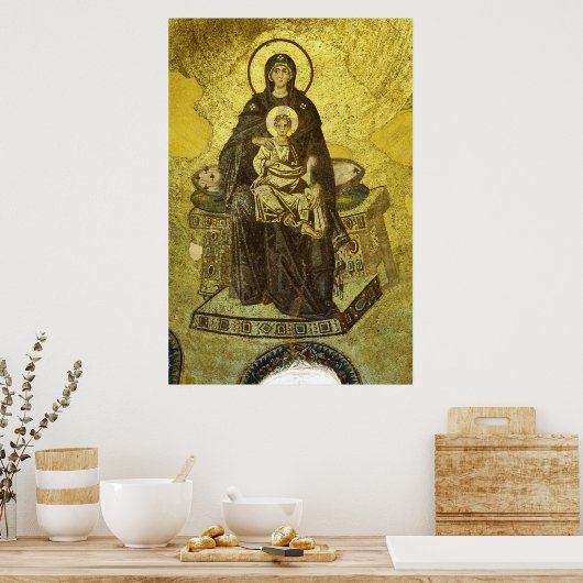 Jungfrau und Kindermosaik aus der Hagia Sophia Poster (Küche)