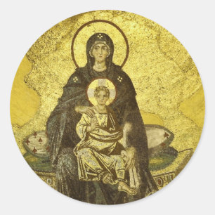 Jungfrau und Kindermosaik aus der Hagia Sophia Runder Aufkleber