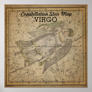 Jungfrau Virgo Sternbildkarte Bootes Sept Poster