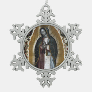 Jungfrau von Guadalupe, unsere Dame Schneeflocken Zinn-Ornament