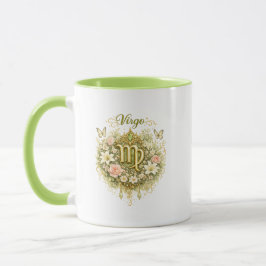 Jungfrau-Zodiac-Blumen-Herz-Tasse – Elegante Astro Tasse