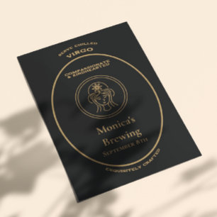 Jungfrau-Zodiac-Gold-Apotheker-Etikett personalisi Postkarte