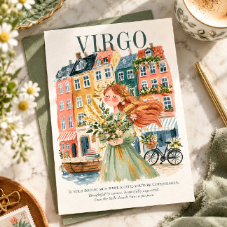 Jungfrau Zodiac Kopenhagen Gouache Wasserfarben Ku Postkarte