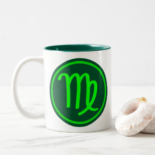 Jungfrau-Zodiac-Symbol grüner Kontrast Zweifarbige Tasse