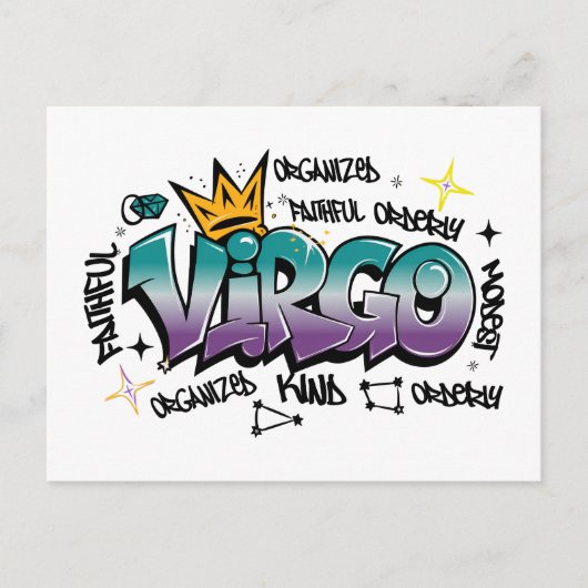 Jungfrau-Zodiak-Graffiti Postkarte (Vorderseite)