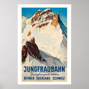 Jungfraubahn Berner Oberland Schweiz Vintage Poster