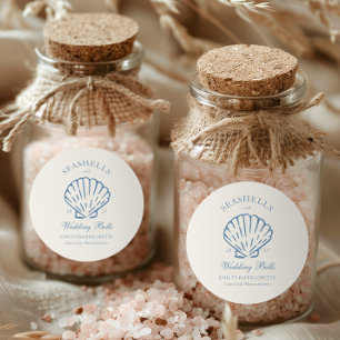Jungfrauenabschied Muscheln und Hochzeitsglocken Runder Aufkleber