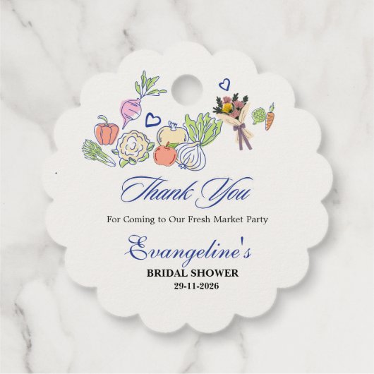 Jungfräulich vom Markt Brautdusche Party Danke Geschenkanhänger (Rückseite)