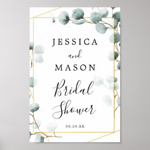Jungfräuliche Hochzeitsbegrüßung mit Eukalyptus-Gr Poster